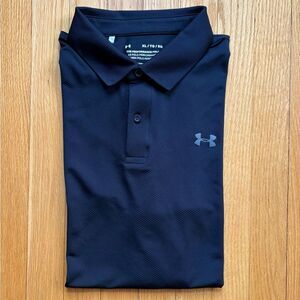 Under Armour Mens Short Sleeve Performance Polo Loose Heat XL Black Solid